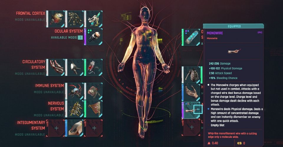 Все типы кибер имплантатов в Cyberpunk 2077