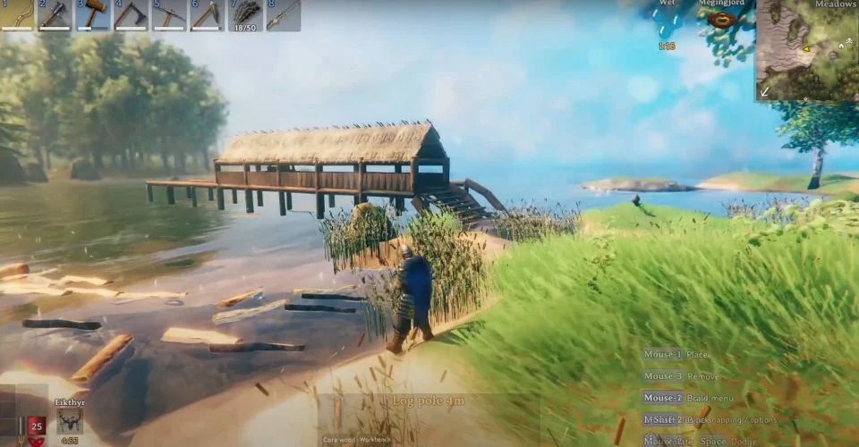 Как строить мосты над водой в Valheim