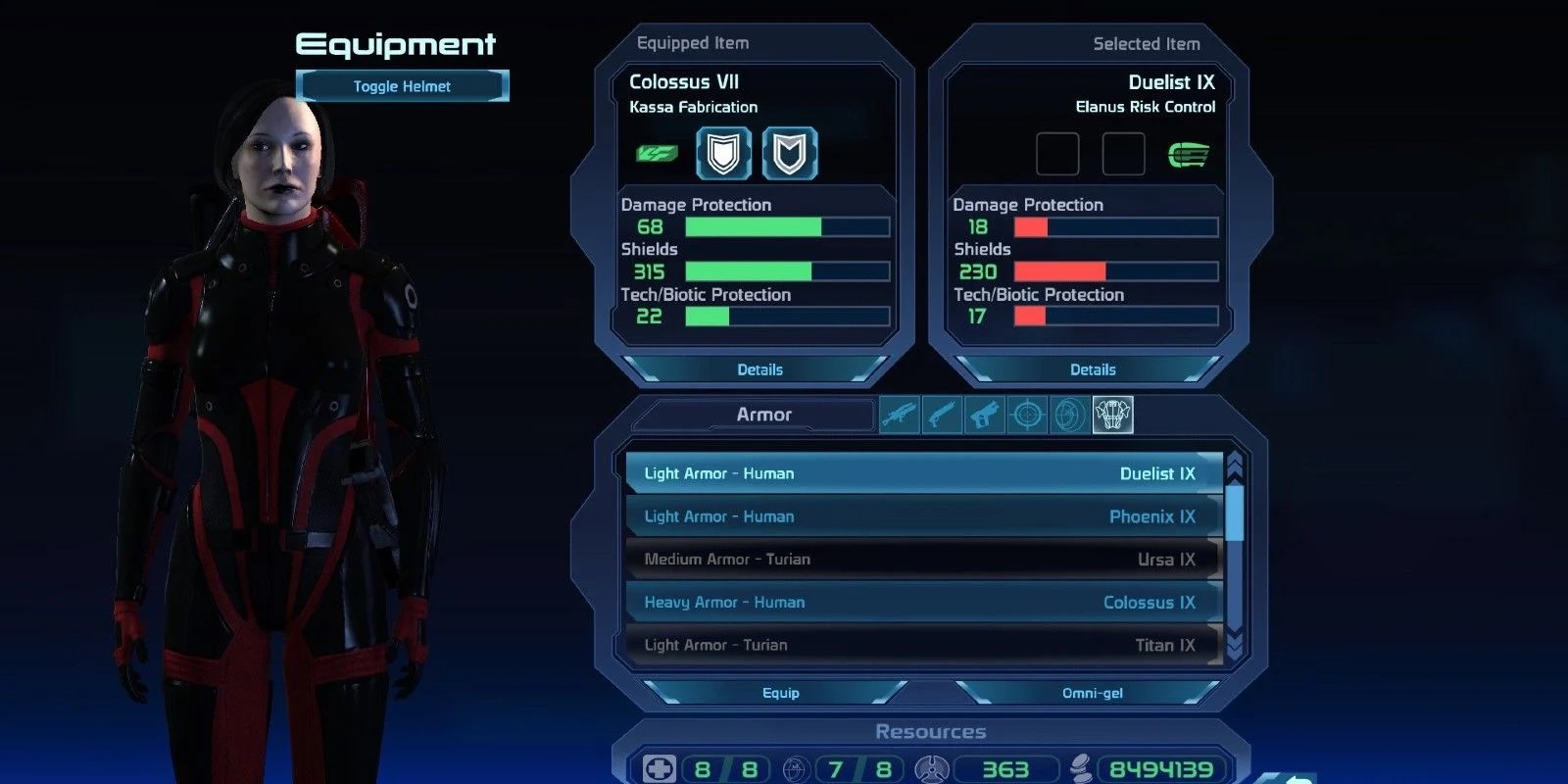 Какое снаряжение оставить и какое продать в Mass Effect