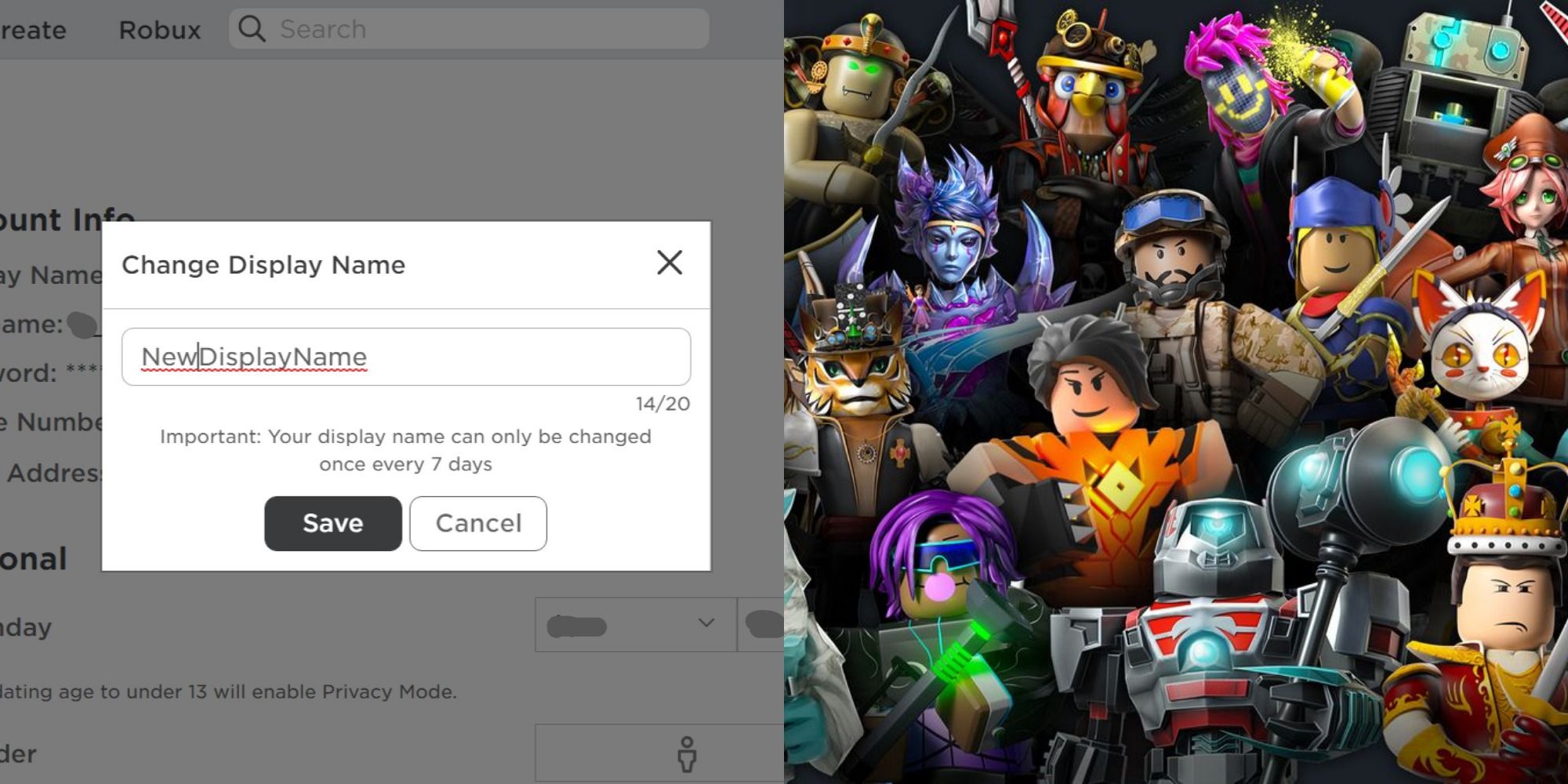 Как изменить свое имя в Roblox