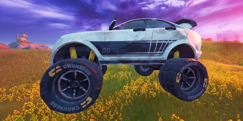 Взаимодействуйте с перевёрнутой машиной, чтобы поставить её на колёса в Fortnite Взаимодействуйте с перевёрнутой машиной, чтобы поставить её на колёса в Fortnite