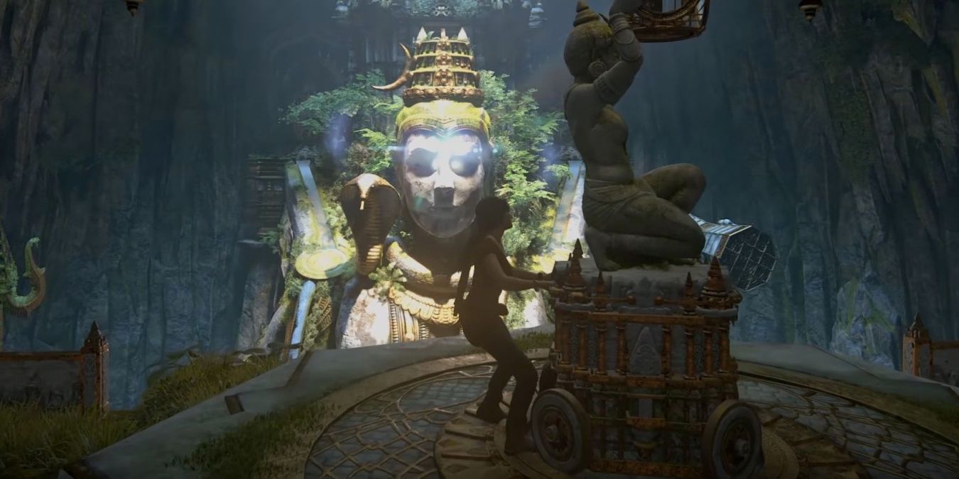 Головоломка с зеркалами в Uncharted: The Lost Legacy: статуя Шивы и луч света
