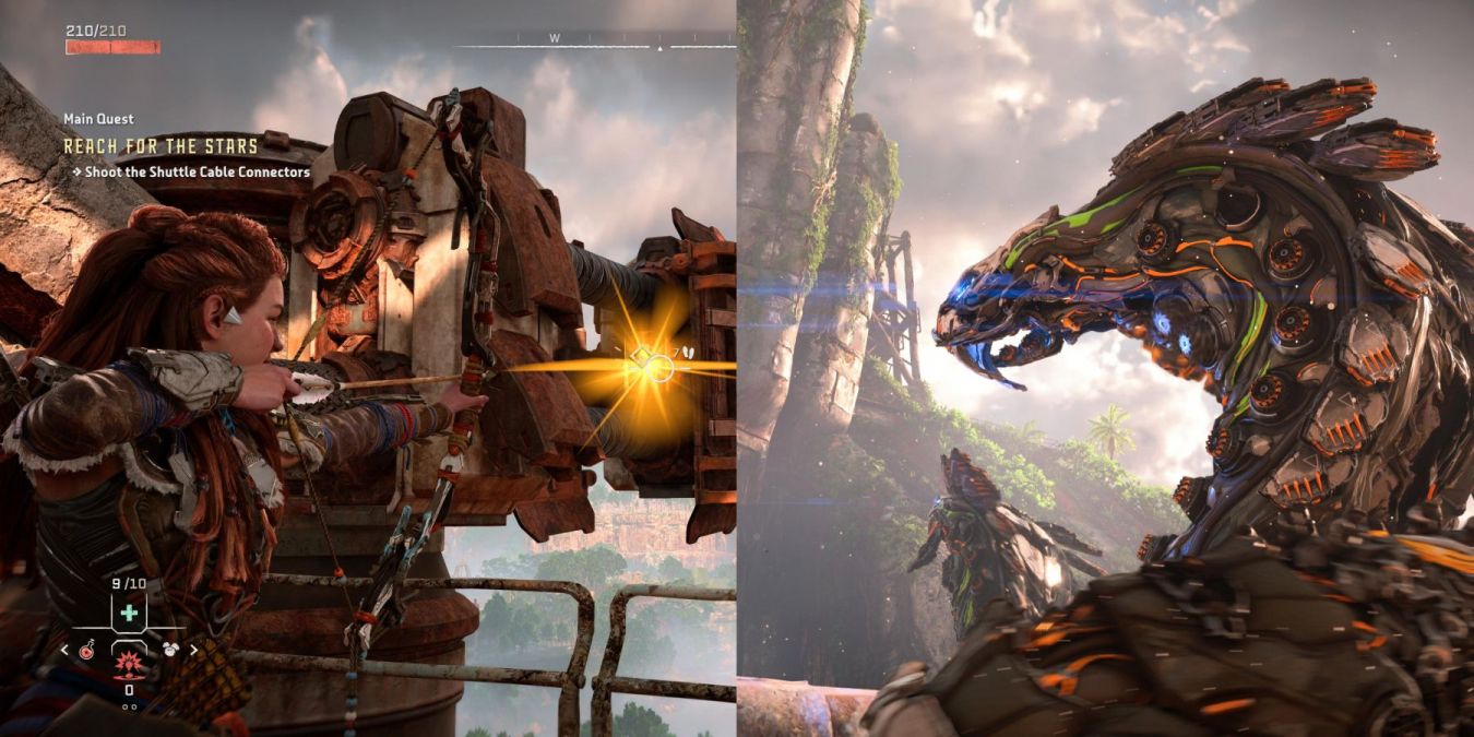 Где стрелять по кабелям челнока в Horizon: Forbidden West: квест «Дотянуться до звезд»