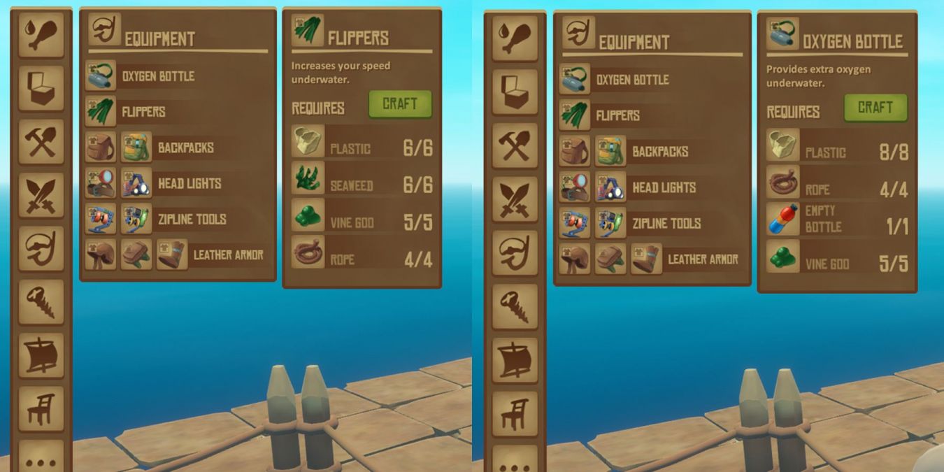 Ласты и кислородный баллон в Raft: как сделать