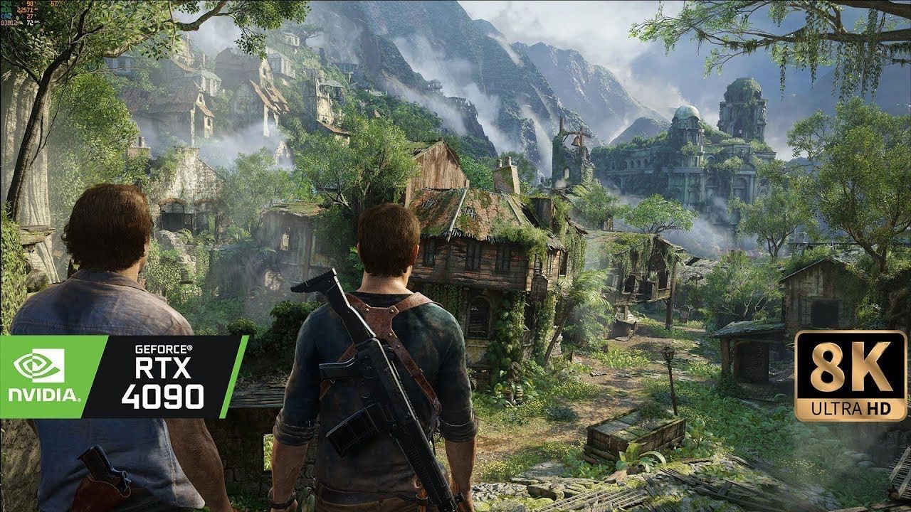 Впечатляющий вид в Uncharted 4 с использованием RTX 4090 с трассировкой лучей и ReShade в разрешении 8K