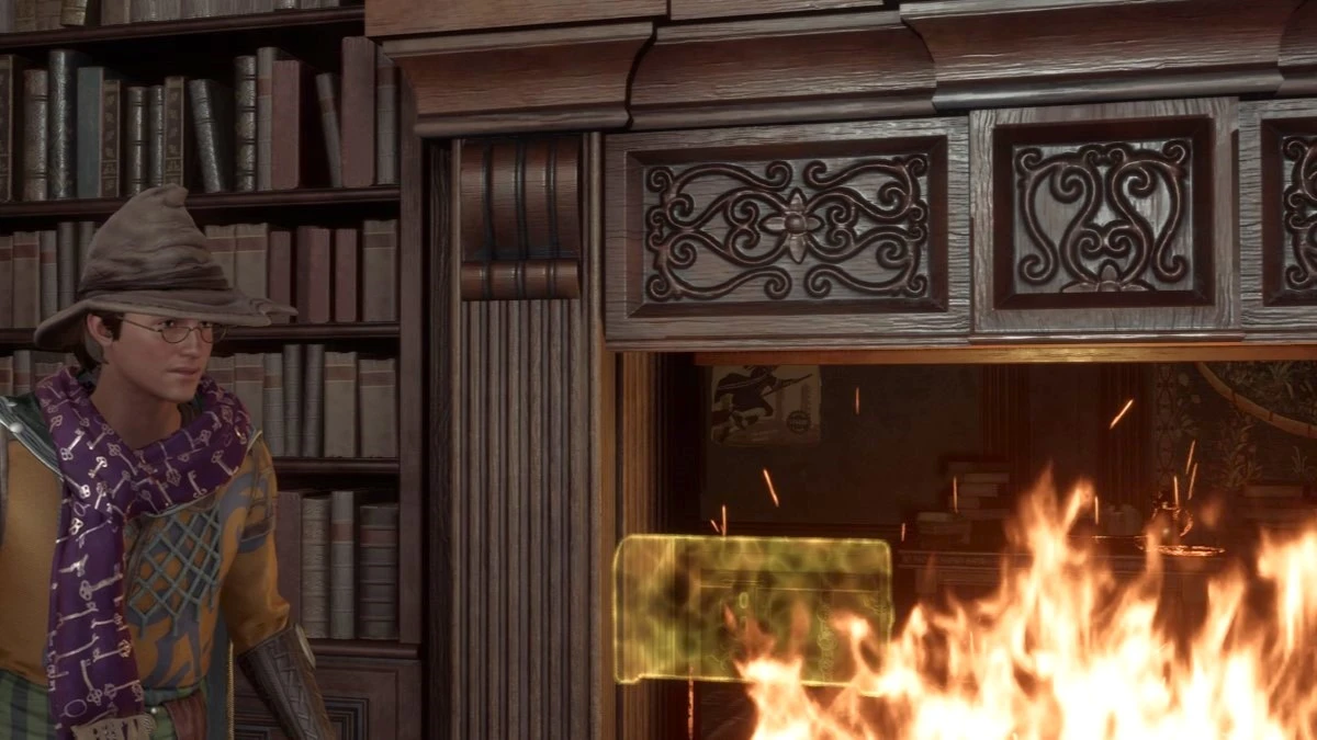 Как взять сундук за камином в библиотеке в Hogwarts Legacy