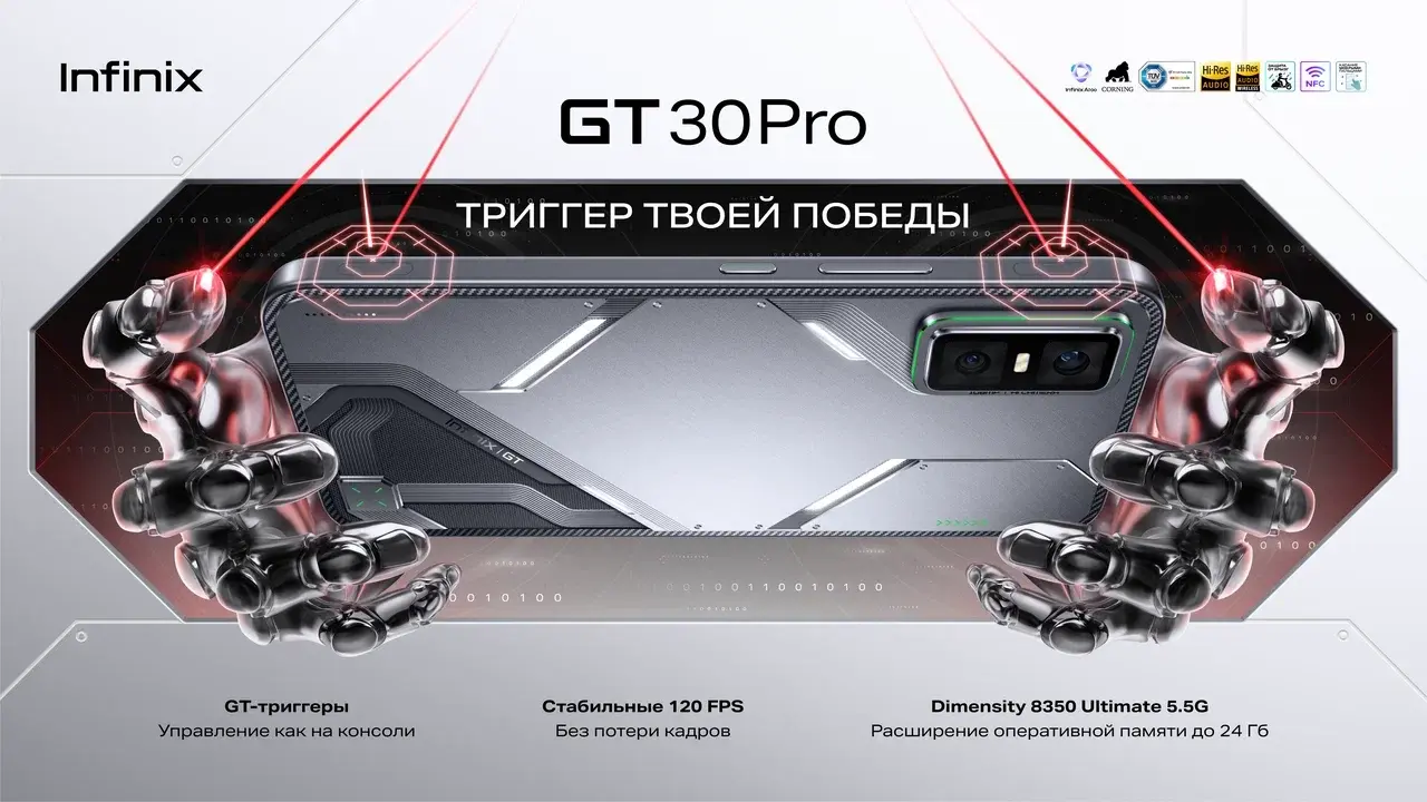 Infinix представила игровой смартфон GT 30 Pro с триггерами и 120 FPS